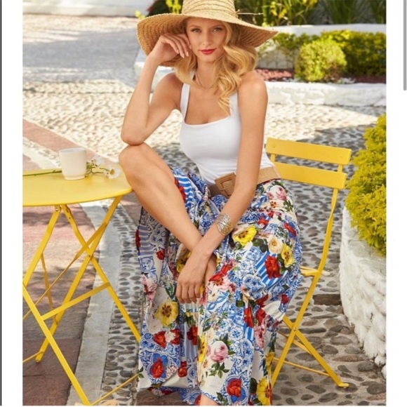 BOSTON PROPER bohemian tiered patchwork maxi skirt - Picture 3 of 12